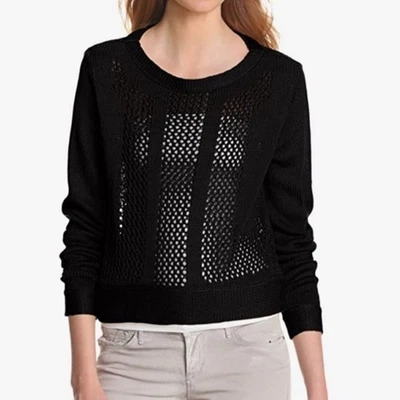 ROBERT RODRIGUEZ Jaula de Seda Tejido Suéter Red Pescador Pullover Talla Pequeña Negro Foto 1 de 4