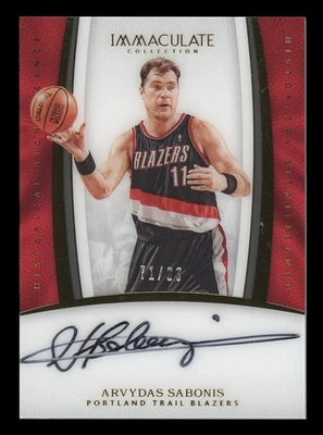 2016 Panini Immaculate Arvydas Sabonis Autographed On Card 71/99 Portland Auto - Image 1 of 2