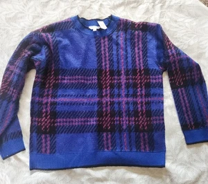 S52 Time and Tru blau-rosa karierter Pullover Gr. Large - Bild 1 von 6