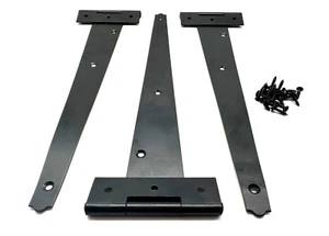3PK Bisagras Tee Negras 12" con Fijaciones 300mm. Bisagras en T para puertas de jardín y cobertizos - Imagen 1 de 4