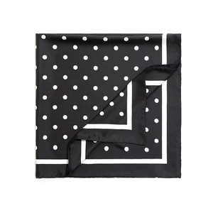 100% silk black and white Polka dot handmade women's silk Square scarf 35" 89cm - Picture 1 of 9