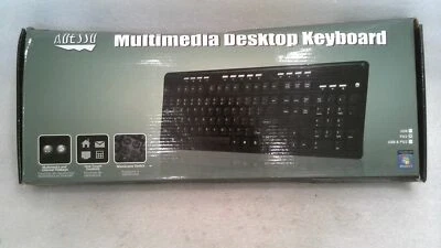 ADESSO AKB-131PB MULTIMEDIA DESKTOP KEYBOARD, PS/2, BUILT-IN MULTIMED & INT KEYS - Image 1 of 4