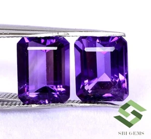 Certified Natural Amethyst Octagon Cut Pair 10x8 mm 6.34 CTS African Loose Gems - Picture 1 of 5