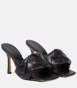BOTTEGA VENETA Sandale Lido Intrecciato schwarz Leder geflochten offene Zehenpartie Absatz 37,5 - Bild 1 von 14