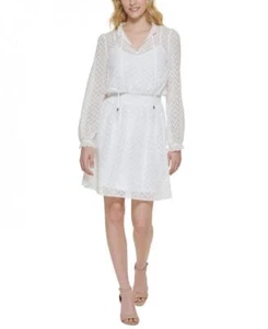 $129 Tommy Hilfiger 6 Women's Knee Length Long Sleeve Fit & Flare Dress D336 - Picture 1 of 5