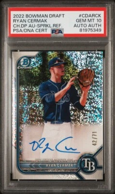 PSA 10 Ryan Cermak 2022 Bowman Draft Chrome 1st Auto RC Sparkle Refractor /71 - Image 1 of 2