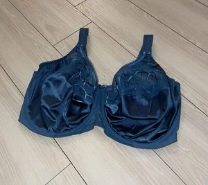 Elomi 4030 Cate Full Coverage Underwire Bra Unlined Satin Womens 38J Teal Blue - Picture 1 of 6