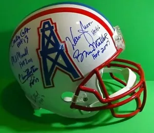Earl Campbell Warren Moon +3 Signed Houston Oilers Helmet w/ Display Case - Picture 1 of 12