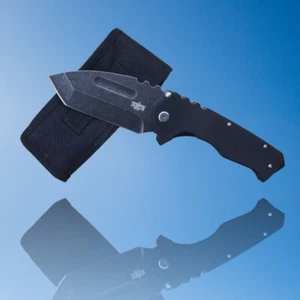 HUGE Folding Knife Steel Pocket Bearings Steel D2 Steel G10 SCORPCO Tanto BLACK - Picture 1 of 12