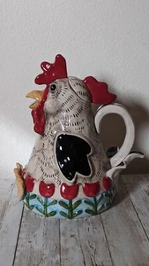 Blue Sky Clayworks Whimsical Rooster Teapot Signed Heather Goldmine Unusual Nice - Picture 1 of 9