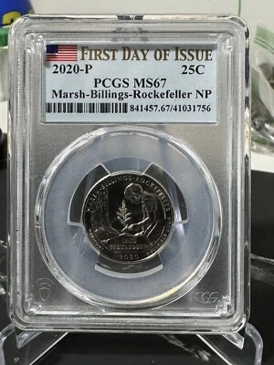 2020-P Marsh-Billings-Rockefeller National Park Quarter MS67 First Strike PCGS - Image 1 of 2