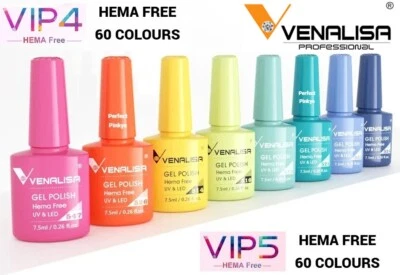 Venalisa HEMA FREE Nail Gel Polish LED UV Soak-Off Top Base Coats 120 Colours!