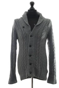 G-Star Herren Cardigan Strickjacke S grau dunkelgrau Knopf Zopfmuster + Wolle - Bild 1 von 5