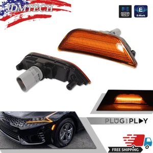 Amber Lens + LED Front Bumper Side Marker Lights For 2021 2022 2023 2024 Kia K5 - Picture 1 of 9