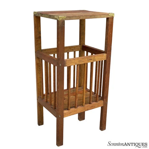 Vintage Farmhouse Country Pine Plant Stand Occasional Side Table Cover