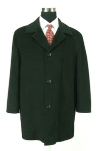Pronto Moda Italia Car Coat Sz 48 Black Cashmere Wool Overcoat Pea Coat - Picture 1 of 10