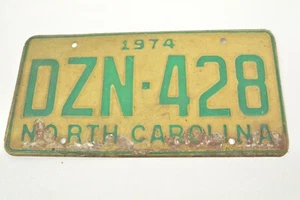 Vintage 1974 North Carolina N C Metall Nummernschild Anhänger - Bild 1 von 2