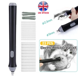 Electric Pencil Eraser Kit Highlights Sketch Drawing+20pcs Rubber Refills Set UK - Picture 1 of 16