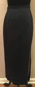 Vintage Criscione Cache Womens Straight Pencil Midi Skirt Medium Black Side Slit - Picture 1 of 11