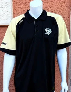 NHL Pittsburgh Penguins Reebok zweifarbig Herren schwarz Polo. Neu mit Etikett, Größe XL. Hockey - Bild 1 von 10
