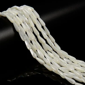 White Mother of Pearl MOP Shell Full Teardrop Shape Beads 5x15mm 15.5'' Strand - Picture 1 of 3