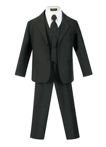 Slim Fit Toddler Boys Formal suit 5 pcs set coat,vest,pant,shirt,clip tie - Picture 1 of 13