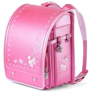 Japanischer Randoseru Rucksack Schultasche Herz Band Schleife Stickerei Rose Rosa FS - Bild 1 von 4