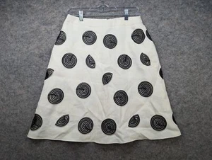Falda Armani Collezioni Mujer 8 Marfil Negro Lino Línea A Hecha en Italia Elegante - Imagen 1 de 9
