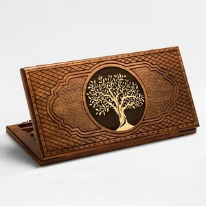Luxury Wooden Backgammon Set Armenian, Tree of Life, 19.6" x 19.6", 50 x 50 cm - Picture 1 of 9