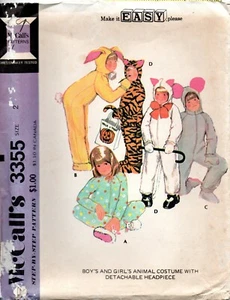 70s McCall's Sewing Pattern 3355 Boys' & Girls' Animal Costumes & Headpiece Sz 2 - Bild 1 von 2