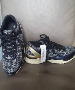 Claudia Ghizzani Sneaker Gr. 38 NEU Damen Freizeitschuh Schwarz Gold Lack - Bild 1 von 5