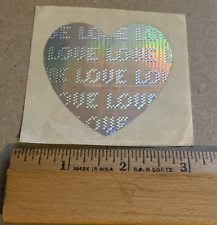 Vintage 80’s Diffraction Silver Foil Prism HEART Love Sticker -