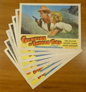 Original Vintage 1957 Gunfire at Indian Gap Vera Ralston Lobby Card Set of 7