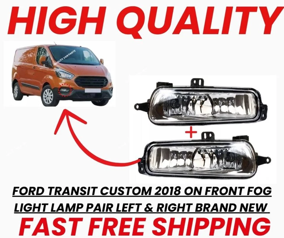 FORD TRANSIT CUSTOM 2018 ON FRONT FOG LIGHT LAMP PAIR LEFT & RIGHT BRAND NEW - Image 1 of 1