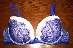 VICTORIA'S SECRET 36C PURPLE LACE PUSH UP PLUNGE SILVER SPARKLE BRA~VELVET TRIM~ - Picture 1 of 9