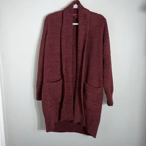 Barefoot Dreams Cozy Chic Open Front Cardigan Sweater-Oversized-Burgundy-Large - Picture 1 of 8