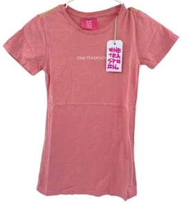One Teaspoon Women's Organic Cotton Logo Fitted Tee Shirt Flamingo Pink Size XXS - Picture 1 of 13