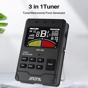 AROMA AMT-600 3 in 1 Electric Guitar Bass Metronome Tuner Tone Generator - Picture 1 of 9