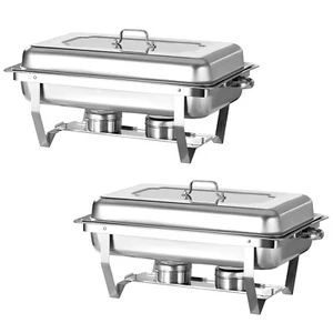 8 Quart 2er Pack Edelstahl Chafer Chafing Dish Sets Gastronomie Speisenwärmer - Bild 1 von 8
