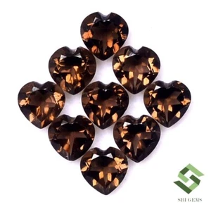6x6 mm Natural Smoky Quartz Heart Shape Cut Lot 10 Pcs 6.88 CTS Loose Gemstones - Picture 1 of 5
