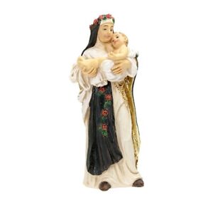 Saint Rose of Lima with Jesus Statue, Hand Painted Gold Leaf Accents 4", Boxed