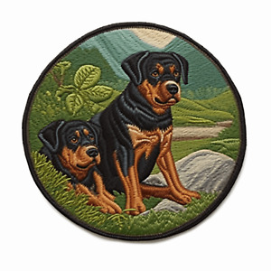 Rottweiler Patch Embroidered Applique Patch -  Animal Badge (Iron on)