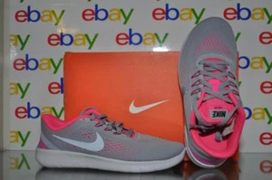 Nike Girls Free RN GS Running Shoes 833993 001 Grey/Pink NIB See Sizes - Picture 1 of 2