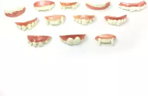 12Pcs Fake Teeth Funny Fake Teeth Ugly Fake Teeth Bob Teeth Vampire Denture Teet - Picture 1 of 12