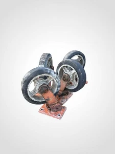 Castor Wheels Set Of 4 Cast Aluminium And Steel Industrial - Picture 1 of 13