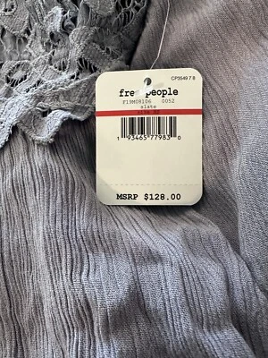 New Free People Women's Adella Lace-Trim Crochet Maxi Slip Dress Gray XS - Image 1 of 3