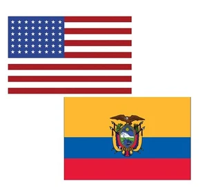Juego de banderas de poliéster de 3'x5' de Estados Unidos y Ecuador; una bandera para cada país - Imagen 1 de 1