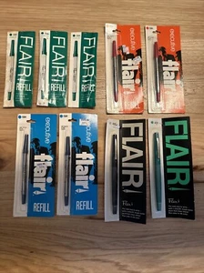 Lot Of 9 NOS Vintage Flair Pen Refill Cartridges & Pens Red Green Blue Black - Picture 1 of 10