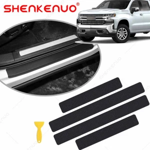 For Chevrolet Silverado Door Sill Protector 4D Carbon Fiber Scuff Plate Stickers - Foto 1 di 12
