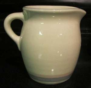 Pfaltzgraff Aura Pink Blue Bands Cream Creamer Stoneware - Picture 1 of 3